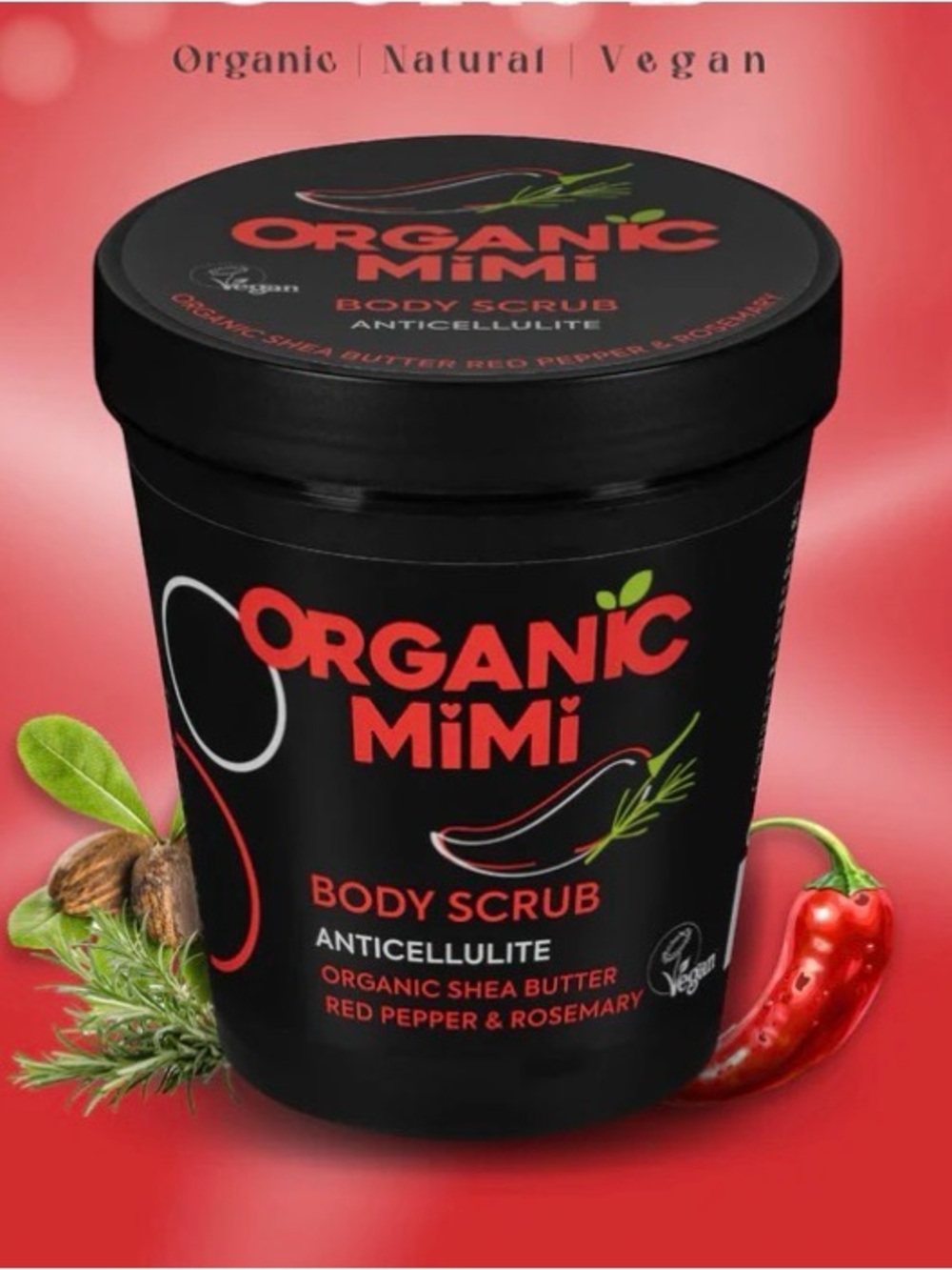 Organic Mimi Body Scrub Anti-Cellulite Red Pepper & Rosemary